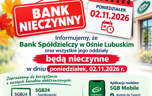 Zdjęcie do Praca Banku w dniu 02-11-2026r. 